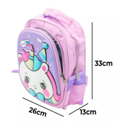 Mochila Escolar 3D Infantil Bolsa Menina Menino Grande com 2 divisórias, 2 bolsos 34cm A x 15cm L x 26cm C - Image 2