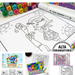 Livro de Colorir Infantil 50 Folhas – Caderno de Colorir A5 com 6 Modelos Diferentes
