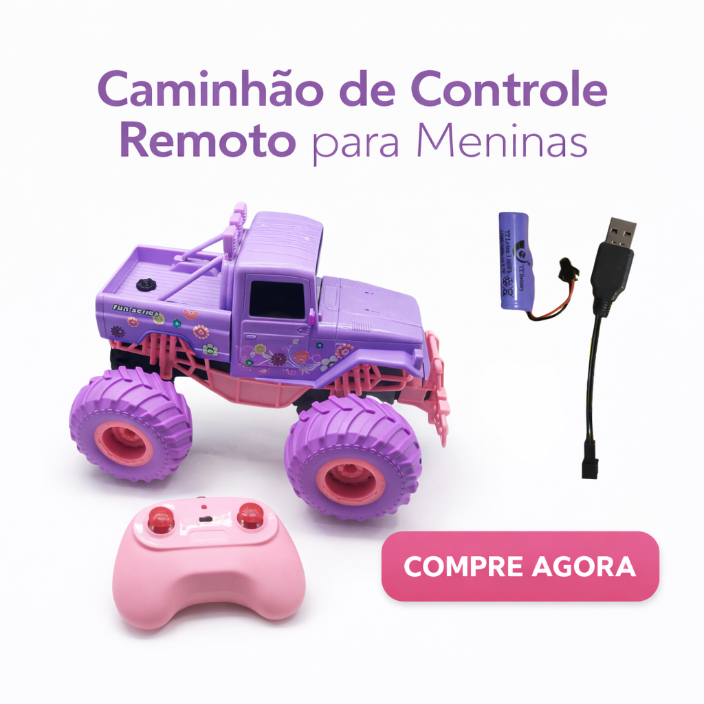 Carro Controle Remoto Rosa e Lilás Caminhonete Recarregável - Imagem 2