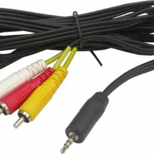 Cabo P3 com Áudio e Vídeo 1,8 Metros - P3 para 3 RCA para TV, Celulares e Multimídia