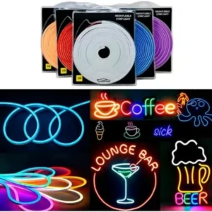 Fita LED Neon Silicone 5m Flexível 12V com Fonte - Iluminação 3528 IP65 para Decoração