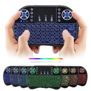 Mini Teclado Sem Fio Wireless Iluminado com Touchpad para Xbox360, PS3, PCs, Notebooks e TV Smart