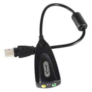 Placa de Som 5HV2 USB 7.1 Canais Adaptador Áudio P2 para PC – Amplificador, Efeito Surround e Entrada para Microfone