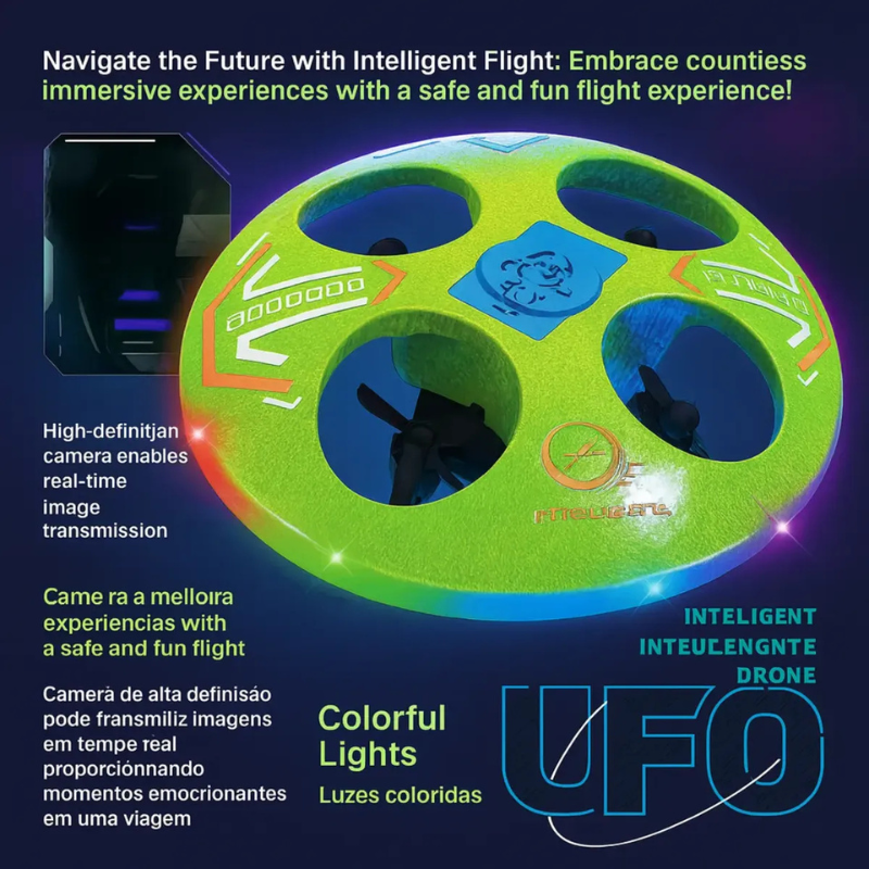 Drone Infantil Ufo Com Câmera Hd Luzes e 2 Baterias Controle Fácil - Imagem 4