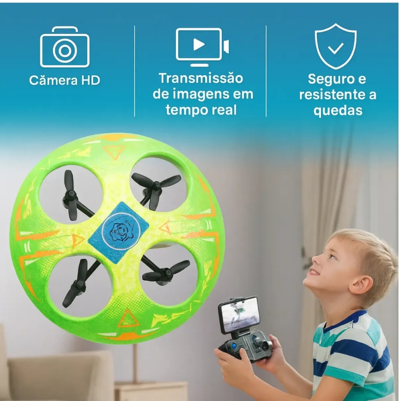 Drone Infantil Ufo Com Câmera Hd Luzes e 2 Baterias Controle Fácil - Imagem 3