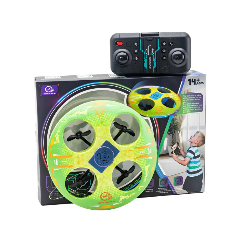 Drone Infantil Ufo Com Câmera Hd Luzes e 2 Baterias Controle Fácil