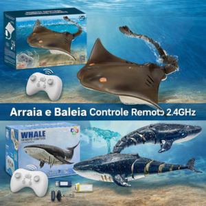 Arraia ou Baleia Controle Remoto 2.4GHz Brinquedo De Água Alta Simulação Bateria Recarregável