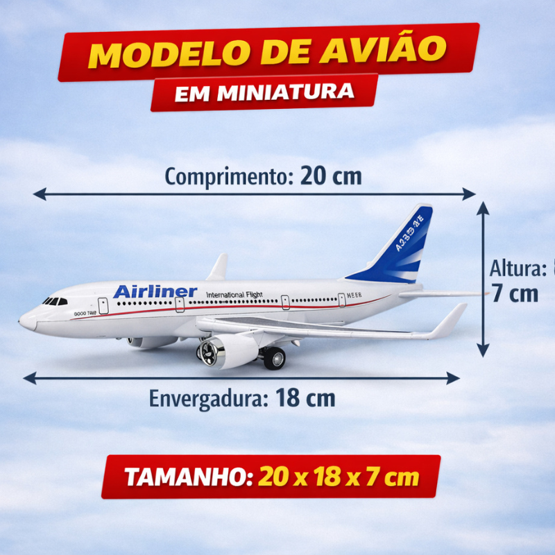 Avião de Metal Colecionável Airliner 20 cm Envio Imediato Die cast - Imagem 2